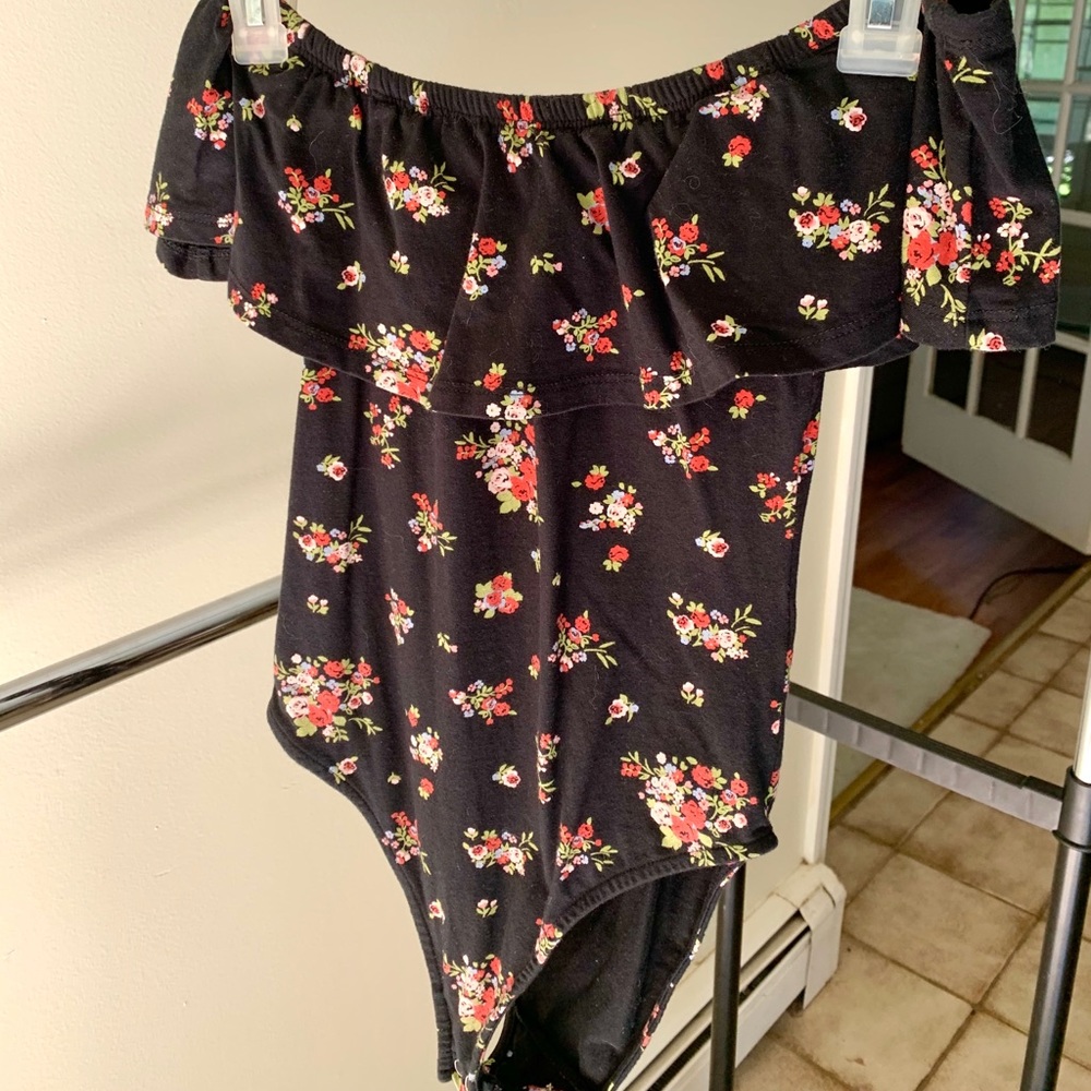 Black floral bodysuit
